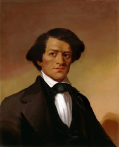 Portrait of Frederick Douglass, attributed to Elisha Hammond. Hammond was a member of the Northampton Association. Letters from Dolly Stetson to her husband James, published in Letters from an American Utopia,mention Douglass's portrait being painted during his visit in 1845.
